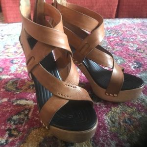 Givenchy leather crossover platform wedge